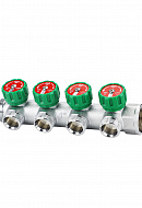 Коллектор регулирующий Varmega VM14624, 1", на 4 выхода 1/2", хромированный 