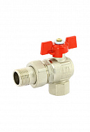 Кран шаровый угловой с разъемным соединением Uni-Fitt Etalon 133T2000, 1/2" ВР-HР, полнопроходной, ручка-бабочка 