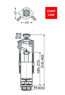 Сливной механизм Alcaplast A2000-CHROM со стоп-кнопкой, для керамических бачков 