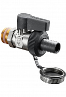 Кран шаровый дренажный со штуцером и заглушкой Oventrop Optiflex KFE 1033351, 3/8" НР-штуцер, ручка-флажок 
