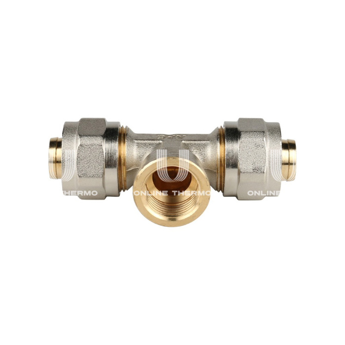 Тройник с внутренней резьбой Stout SFS-0012-001220 1/2"х20, никелированный, компрессионный 