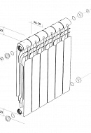 Биметаллический радиатор Royal Thermo Revolution Bimetall 500 2.0, белый - 4 секции, боковое подключение 