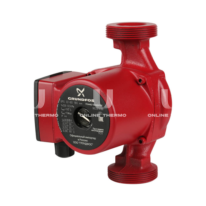 Насос циркуляционный Grundfos UPS 32-60 96281496, с гайками, база 180 мм 