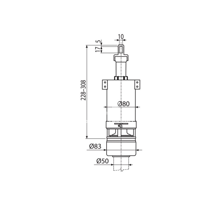 Сливной механизм Alcaplast A02 для низкорасположенного бачка 