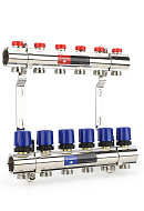 Коллекторная группа для отопления Varmega VM15806 ВР 1", на 6 контуров 3/4" EK, латунь 