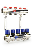 Коллекторная группа для отопления Varmega VM15805 ВР 1", на 5 контуров 3/4" EK, латунь 
