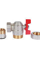Кран шаровый угловой с разъемным соединением Rommer RBV-0006-0610225, 1" ВР-НР, стандартный, ручка-бабочка 