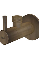 Угловой вентиль с фильтром Alcaplast ARV003-ANTIC, 1/2" × 1/2", круглый, антик, с розеткой 