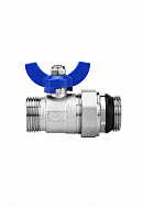 Комплект прямых шаровых кранов Varmega VM15951, 1"x1" НР-НР, с разъемным соединением, ручка-бабочка, для коллекторных групп 