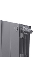 Биметаллический дизайн радиатор Royal Thermo PianoForte VD 200 Silver Satin (серый) VDR80 - 18 секций, нижнее правое подключение, 80мм 
