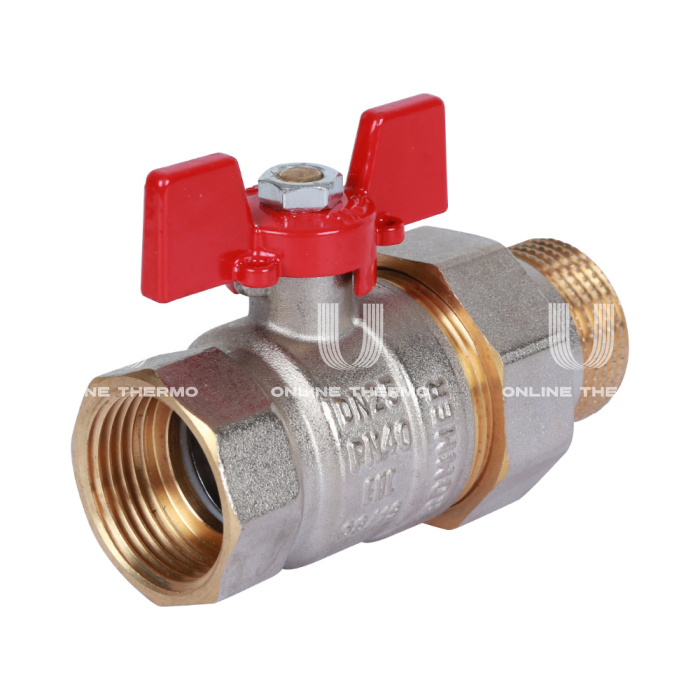Кран шаровый с разъемным соединением Rommer RBV-0005-0510225, 1" ВР-НР, стандартный, ручка-бабочка 