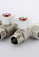 Коллектор Uni-Fitt с шаровыми кранами 420N3220, 3/4" ВР-НР на 2 контура 1/2" НР, модульный, конусное соединение 