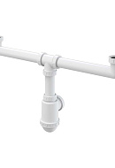 Сифон для сдвоенной мойки Alcaplast A448-DN50/40, сдвоенный, пластиковый, с накидными гайками 6/4" 