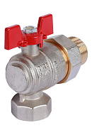 Кран шаровый угловой с разъемным соединением Rommer RBV-0006-0610225, 1" ВР-НР, стандартный, ручка-бабочка 