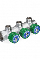 Регулирующий проходной коллектор FAR FK 3822 3412, 3/4" ВР-НР, на 3 контура  1/2" НР, модульный, конусное соединение 