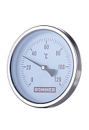 Термометр биметаллический с погружной гильзой Rommer RIM-0001-635015 120 °С, диаметр 63 мм, 1/2" 