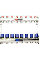 Коллекторная группа для отопления Varmega VM15810 ВР 1", на 10 контуров 3/4" EK, латунь 