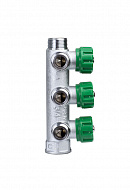 Регулирующий проходной коллектор FAR FK 3822 3412, 3/4" ВР-НР, на 3 контура  1/2" НР, модульный, конусное соединение 