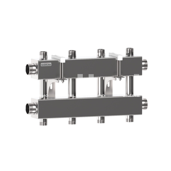 Модульный распределительный коллектор Gidruss (Гидрусс) MKSS-150-4DUx25, до 150 кВт, нержавеющая сталь 