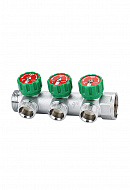 Коллектор регулирующий Varmega VM14633, 1", на 3 выхода 3/4"ЕК, хромированный 