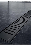 Душевой лоток (водоотводящий желоб) AlcaPlast APZ101BLACK-750 низкий, черный, горизонтальный сток - 750 мм 