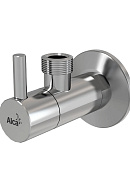 Угловой вентиль с фильтром Alcaplast ARV003, 1/2" × 1/2", круглый, хром, с розеткой 