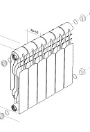 Биметаллический радиатор Royal Thermo Revolution B 350, белый - 6 секций, боковое подключение 