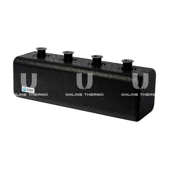 Балансировочный коллектор с гидравлическим разделителем Stout SDG-0018-004002 DN25, до 70 кВт, конструкционная сталь, с термоизоляцией 