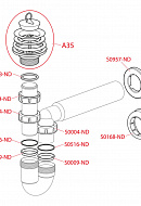Cифон для мойки Alcaplast A464-DN50, L-образный, пластиковый, с гидрозатвором 