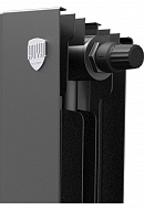 Биметаллический дизайн радиатор Royal Thermo PianoForte 500 Noir Sable (черный) VDR80 - 4 секции, нижнее правое подключение, 80 мм 