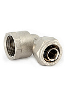 Угольник (угол) 90° с внутренней резьбой Uni-fitt 664N6200, 16х1/2", никелированный, компрессионный 