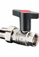 Кран шаровый с разъемным соединением Oventrop Optibal 1075704, 1/2" ВР-НР, полнопроходной, ручка пластиковая удлиненная 