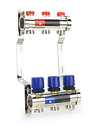 Коллекторная группа для отопления Varmega VM15803 ВР 1", на 3 контура 3/4" EK, латунь 