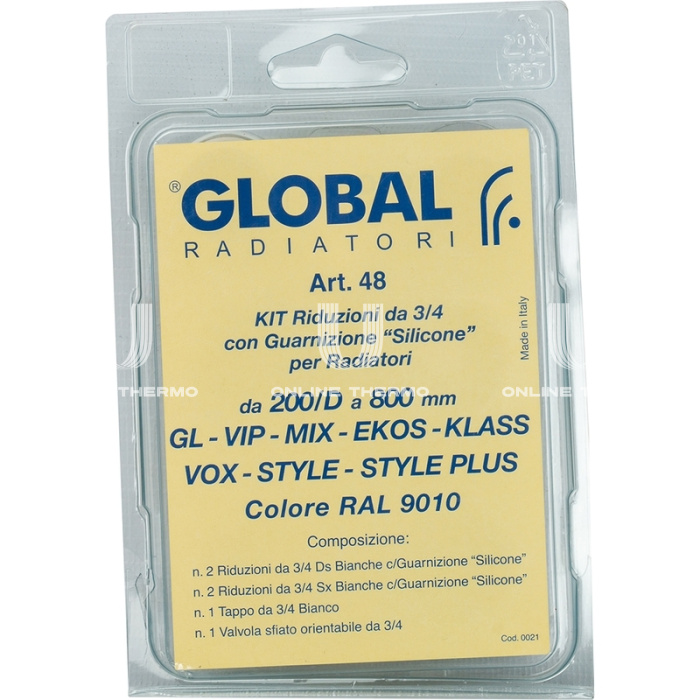 Присоединительный монтажный набор для радиатора Global Kit 011048 3/4'', белый 