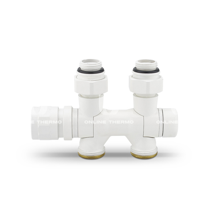 Узел нижнего подключения Varmega VMDV25-100415, 1/2"х3/4"EK, универсальный, белый 