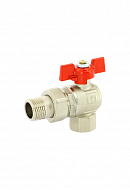 Кран шаровый угловой с разъемным соединением Uni-Fitt Etalon 133T3000, 3/4" ВР-HР, полнопроходной, ручка-бабочка 