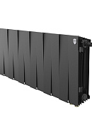 Биметаллический дизайн радиатор Royal Thermo PianoForte VD 300 Noir Sable (черный) VDR80 - 14 секций, нижнее правое подключение, 80мм 