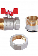 Кран шаровый с разъемным соединением Rommer RBV-0005-0510232, 1 1/4" ВР-НР, стандартный, ручка-бабочка 