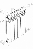 Биметаллический радиатор Royal Thermo Vittoria Super 500 2.0, белый - 4 секции, боковое подключение 