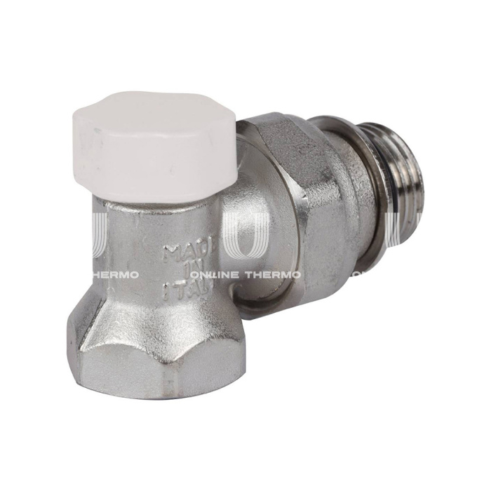 Запорный радиаторный клапан (вентиль) ручной регулировки Stout SVL-1156-100015, 1/2" ВР-НР, угловой, с уплотнением 