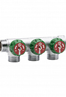 Регулирующий проходной коллектор Stout SMB-6850-341203, ВР-НР 3/4", на 3 контура 1/2", модульный, хромированный 