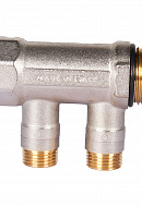 Коллектор Stout с шаровыми кранами SMB 6211 1", 2 отвода 1/2" (синие ручки) 