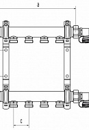 Распределительный коллектор (группа) для отопления Rehau HLV 11102061001 НР 1", на 4 контура 3/4" EK, нержавеющая сталь, с концевыми группами 