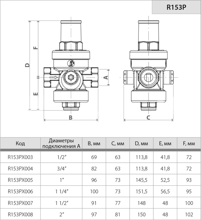 Редуктор давления Giacomini R153PX007, 1 1/2", 25 бар, поршневой, без манометра 