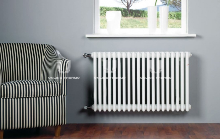 Стальной трубчатый радиатор Zehnder Charleston 2056/26 №1270 RAL 9016 3/4", боковой, белый, без крепления 