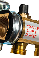Распределительный коллектор (группа) для отопления Watts HKV-8 10004184 ВР 1", на 8 контуров 3/4" ЕК, латунь, с концевыми группами 