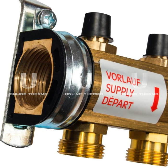 Распределительный коллектор (группа) для отопления Watts HKV-8 10004184 ВР 1", на 8 контуров 3/4" ЕК, латунь, с концевыми группами 