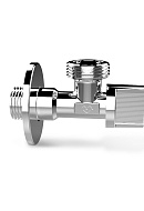 Кран шаровый угловой для смесителей Varmega Classico VM07002 1/2"x 3/4" НР-НР, с розеткой, ручка-флажок 