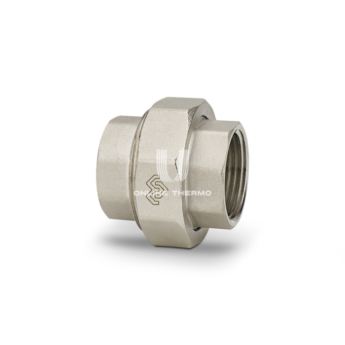Прямое разъемное соединение Varmega ВР-ВР 1 1/4", VMTF54-N000707, с уплотнением o-ring, никелированное 