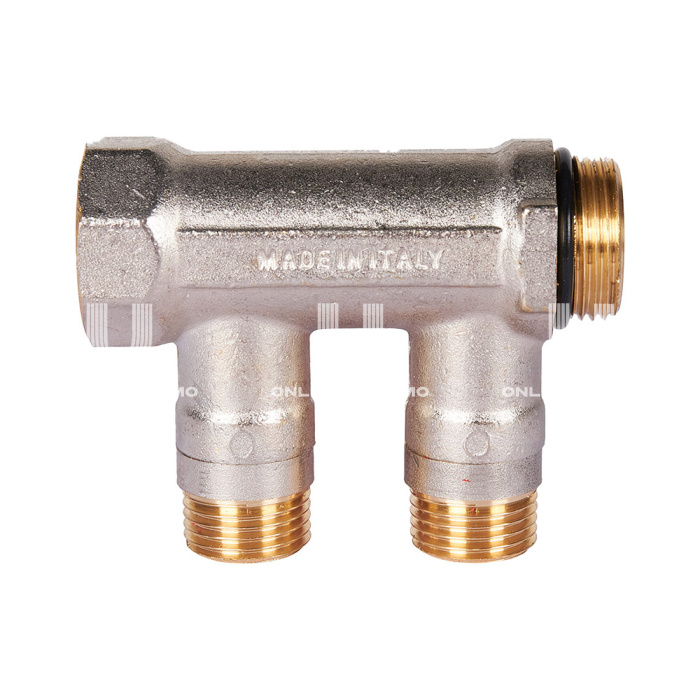 Коллектор Stout с шаровыми кранами SMB 6210 3/4", 2 отвода 1/2" (красные ручки) 